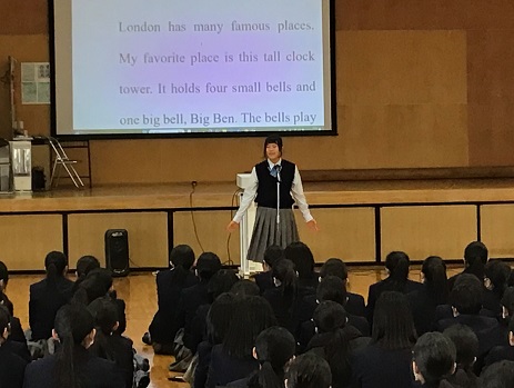 中１・中２合同で「英語暗唱大会」を行いました！